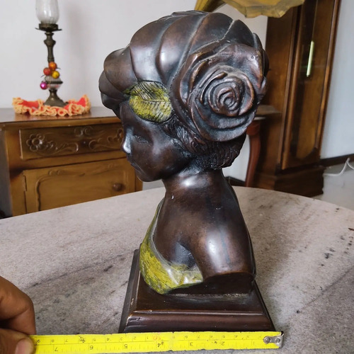 Busto De Niña Griega, Escultura En Bronce Patinado, Dorado Oscuro - foto 10