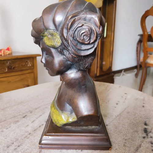 Busto De Niña Griega, Escultura En Bronce Patinado, Dorado Oscuro - foto 4