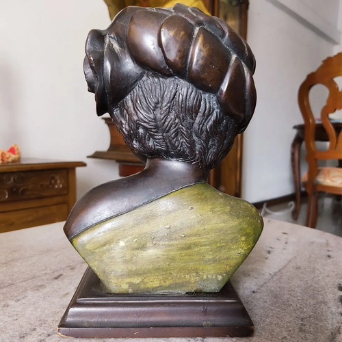 Busto De Niña Griega, Escultura En Bronce Patinado, Dorado Oscuro - foto 5