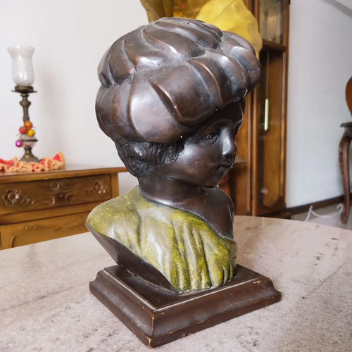 Busto De Niña Griega, Escultura En Bronce Patinado, Dorado Oscuro - foto 7