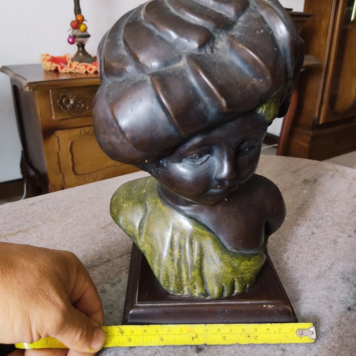 Busto De Niña Griega, Escultura En Bronce Patinado, Dorado Oscuro - foto 8