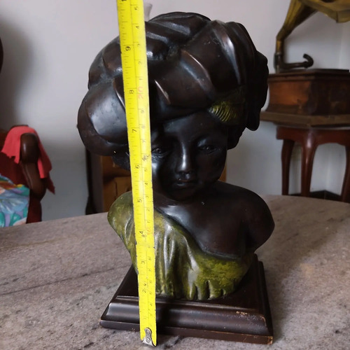 Busto De Niña Griega, Escultura En Bronce Patinado, Dorado Oscuro - foto 9