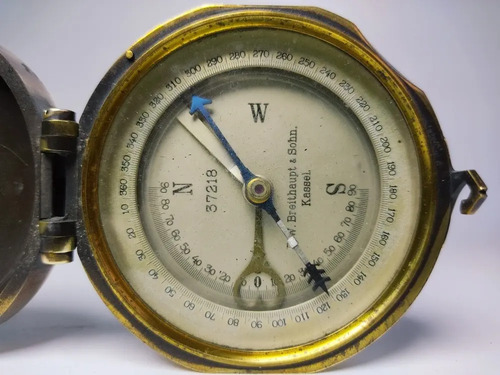 Brújula De Topografía Antigua, 1900, Breithaupt & Sohn, Cassel