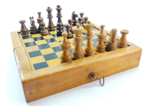 Juego De Ajedrez Antiguo Mini, 10 cm, Fichas Incompletas - foto 2