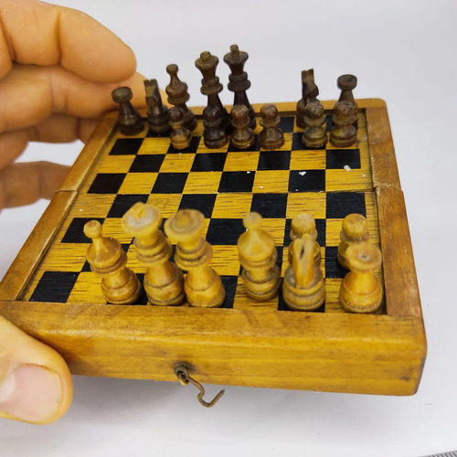 Juego De Ajedrez Antiguo Mini, 10 cm, Fichas Incompletas - foto 3