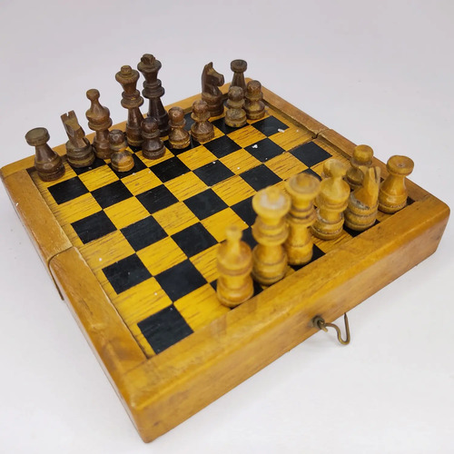 Juego De Ajedrez Antiguo Mini, 10 cm, Fichas Incompletas - foto 4