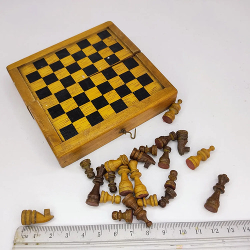 Juego De Ajedrez Antiguo Mini, 10 cm, Fichas Incompletas - foto 9