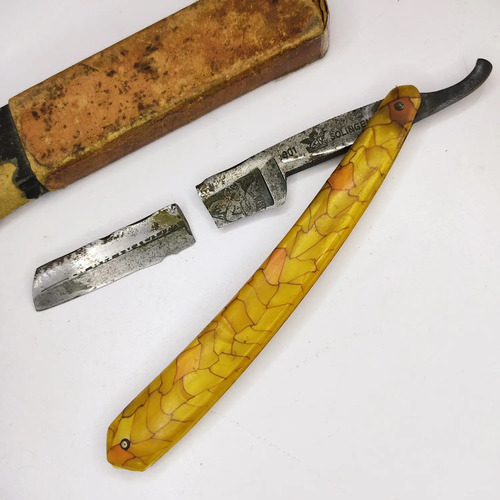 Navaja Barbera Antigua Alemana, Cuchilla Rota, Para Decoración