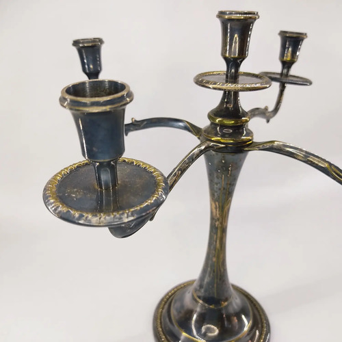 Candelabro Antiguo Para Cinco Velas, En Bronce Y Baño En Plata - foto 3