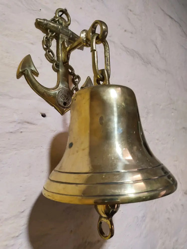 Campana Con Base De Ancla Marinera, En Bronce Macizo, 16 cm - foto 2