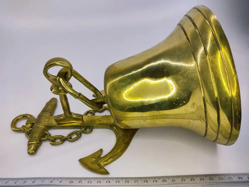 Campana Con Base De Ancla Marinera, En Bronce Macizo, 16 cm - foto 4