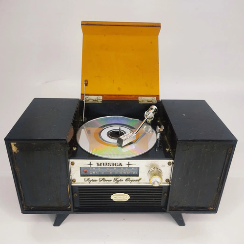 Cajita Musical Antigua, Forma De Radio, Años 50, Regular Estado