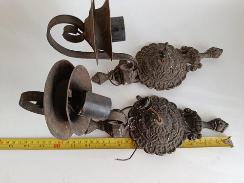 Lámpara Eléctrica Antigua En Forja, Con Candelabros - foto 9