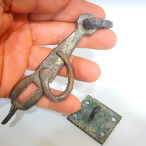 Cerrojo Antiguo Para Baúl O Mueble, En Hierro Forjado - foto 10