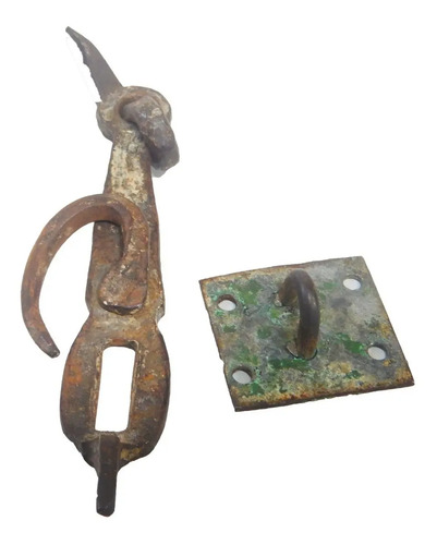 Cerrojo Antiguo Para Baúl O Mueble, En Hierro Forjado - foto 2
