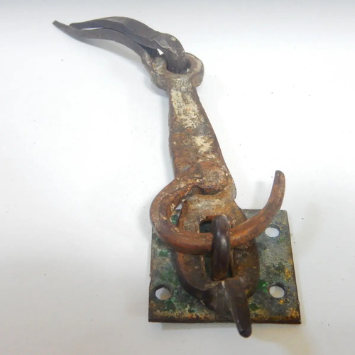 Cerrojo Antiguo Para Baúl O Mueble, En Hierro Forjado - foto 3