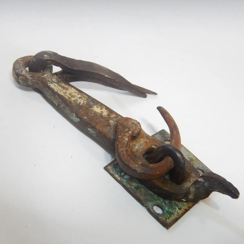 Cerrojo Antiguo Para Baúl O Mueble, En Hierro Forjado - foto 6