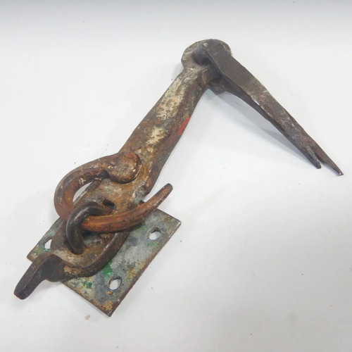 Cerrojo Antiguo Para Baúl O Mueble, En Hierro Forjado - foto 7