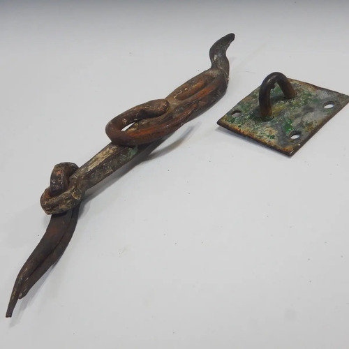Cerrojo Antiguo Para Baúl O Mueble, En Hierro Forjado - foto 8