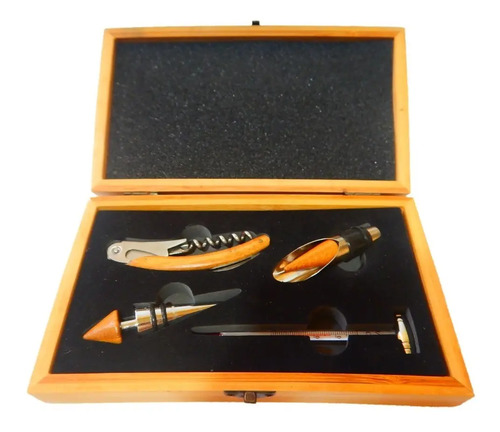 Set Para Vino Vintage, Sacacorchos, Vertedor, Tapón Y Termómetro