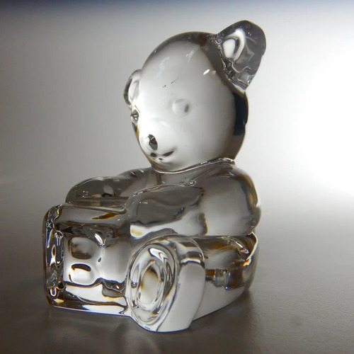 Figura Antigua En Cristal, Osito Cobby Con Dado De Letras