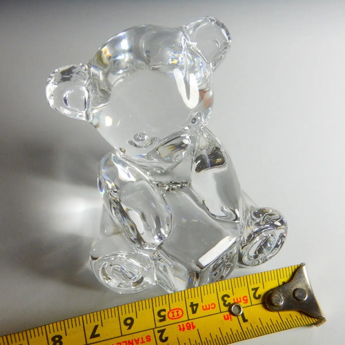 Figura Antigua En Cristal, Osito Cobby Con Dado De Letras - foto 10