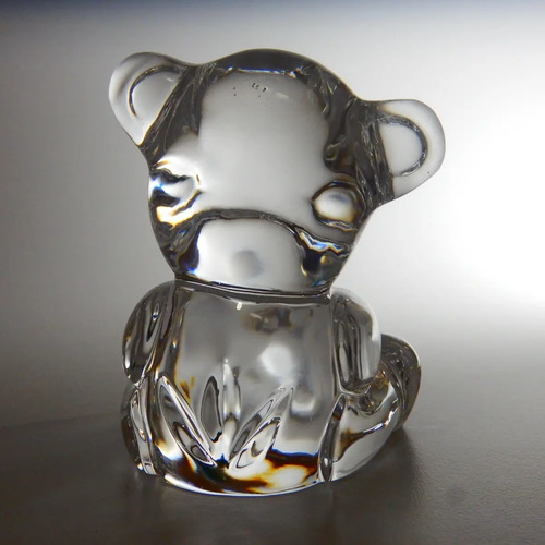 Figura Antigua En Cristal, Osito Cobby Con Dado De Letras - foto 2