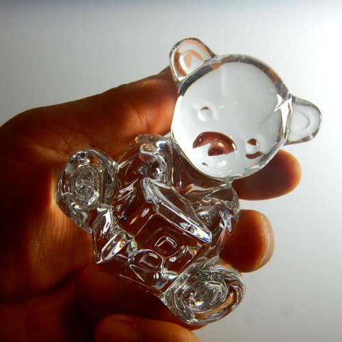 Figura Antigua En Cristal, Osito Cobby Con Dado De Letras - foto 6