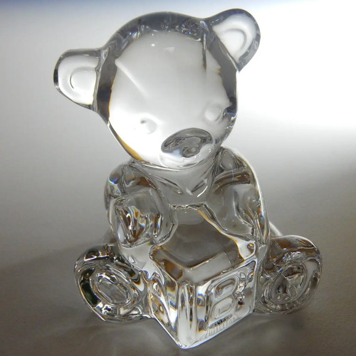 Figura Antigua En Cristal, Osito Cobby Con Dado De Letras - foto 7