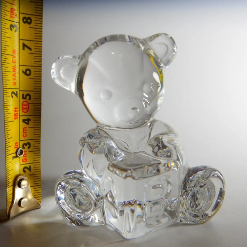 Figura Antigua En Cristal, Osito Cobby Con Dado De Letras - foto 8