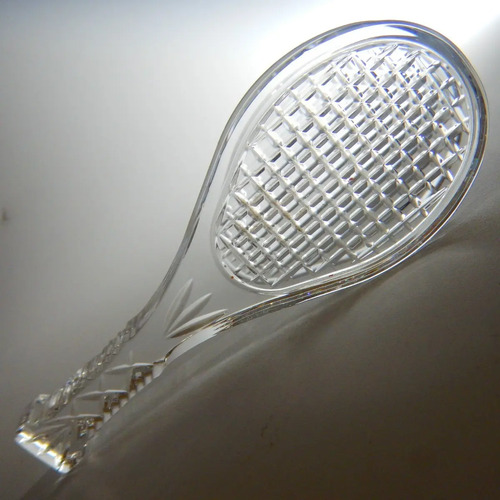 Figura Antigua En Cristal, Raqueta De Tenis