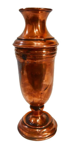 Jarrón Antiguo En Cobre, Forma De Copa Alargada
