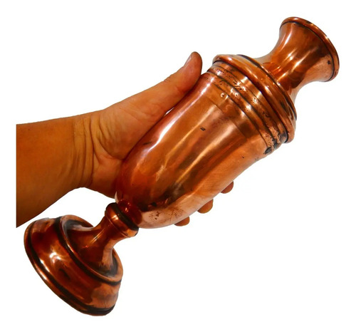 Jarrón Antiguo En Cobre, Forma De Copa Alargada - foto 2