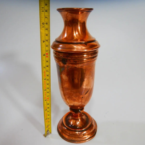 Jarrón Antiguo En Cobre, Forma De Copa Alargada - foto 4