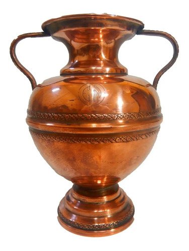 Jarrón Antiguo En Cobre, Forma De Copa Ancha