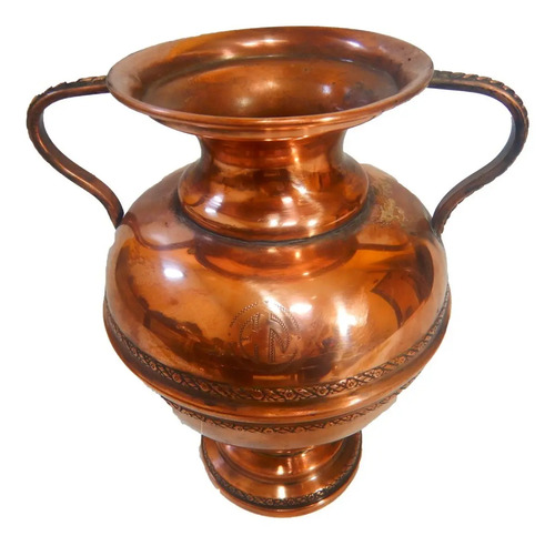 Jarrón Antiguo En Cobre, Forma De Copa Ancha - foto 2
