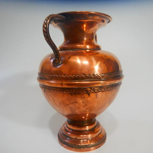 Jarrón Antiguo En Cobre, Forma De Copa Ancha - foto 3