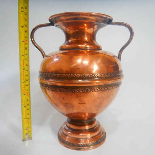 Jarrón Antiguo En Cobre, Forma De Copa Ancha - foto 4