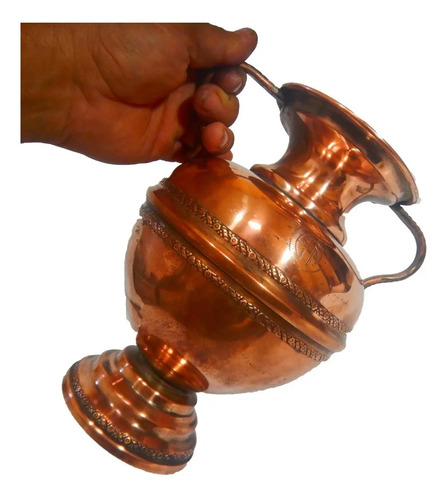 Jarrón Antiguo En Cobre, Forma De Copa Ancha - foto 6