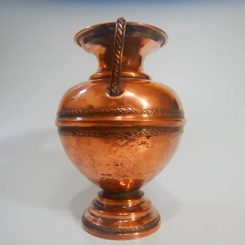 Jarrón Antiguo En Cobre, Forma De Copa Ancha - foto 7