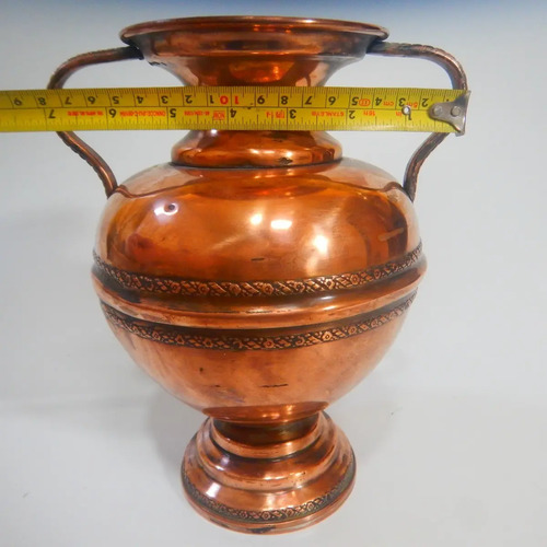 Jarrón Antiguo En Cobre, Forma De Copa Ancha - foto 8