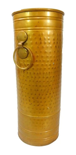 Jarrón Antiguo En Bronce, Forma Cilíndrica, 46 cm De Alto