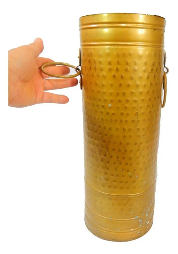 Jarrón Antiguo En Bronce, Forma Cilíndrica, 46 cm De Alto - foto 4