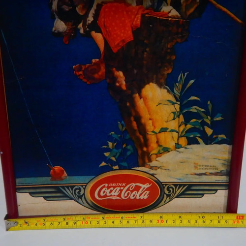 Póster Publicitario Coca-Cola Antiguo Original #3, Niño Pescando - foto 2