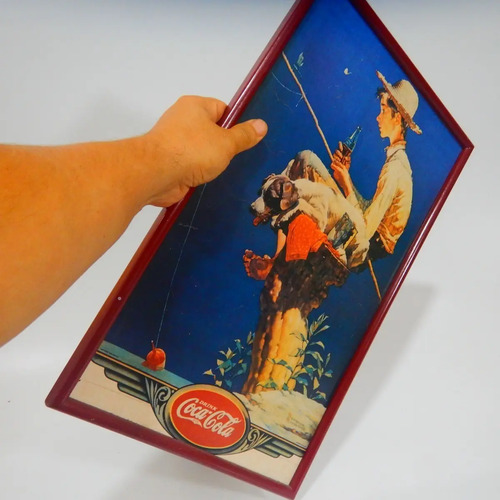 Póster Publicitario Coca-Cola Antiguo Original #3, Niño Pescando - foto 5