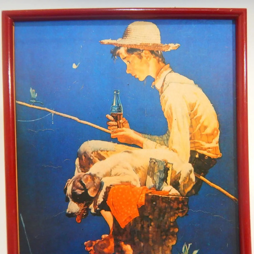 Póster Publicitario Coca-Cola Antiguo Original #3, Niño Pescando - foto 6