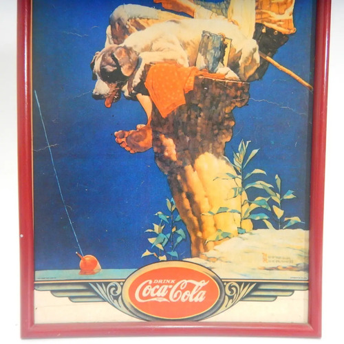 Póster Publicitario Coca-Cola Antiguo Original #3, Niño Pescando - foto 8