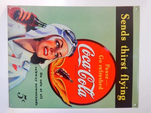 Póster Publicitario Coca-Cola Metalizado #2, Dama Piloto - foto 6