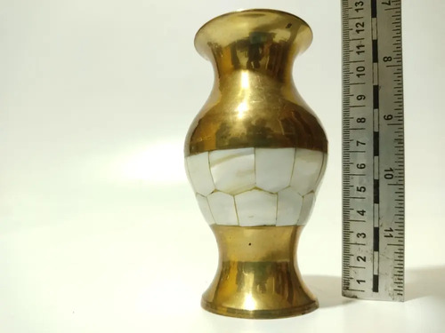 Jarrón Antiguo En Bronce Y Nácar, 12 cm - foto 6