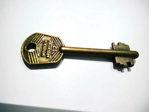 Llave Antigua En Bronce Macizo, Original, Doble Pestaña - foto 4